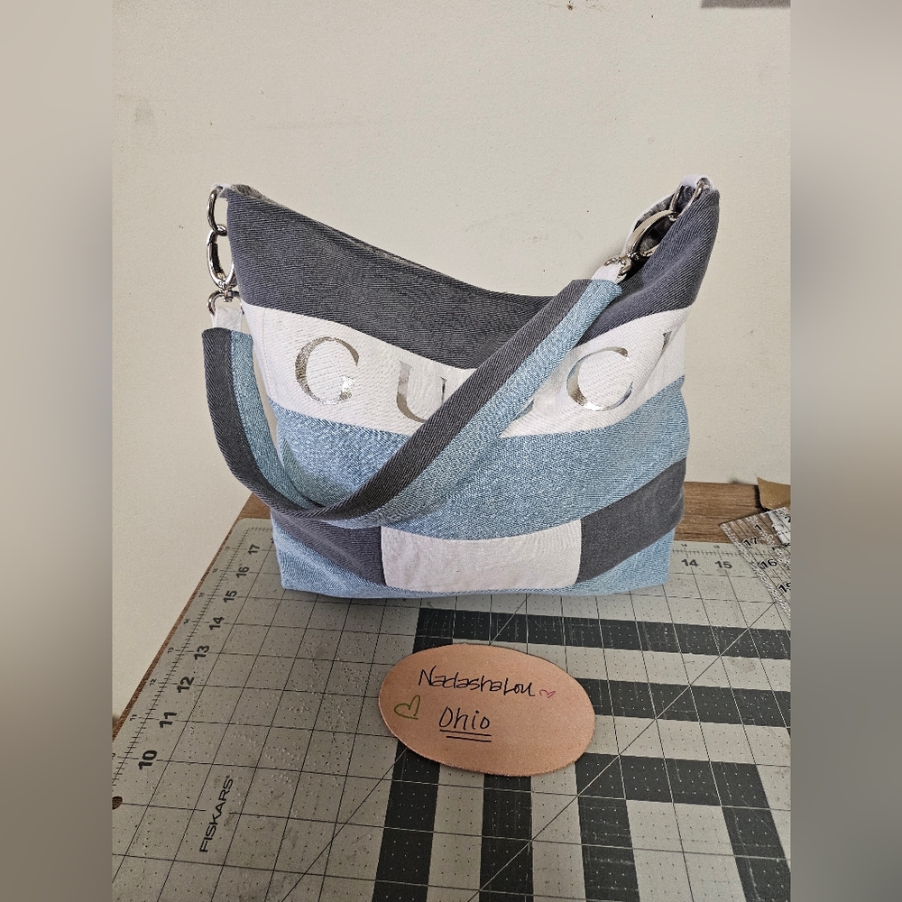Repurposed Upcycled Shoulder bag made with Authentic Gucci Shopper Tote.